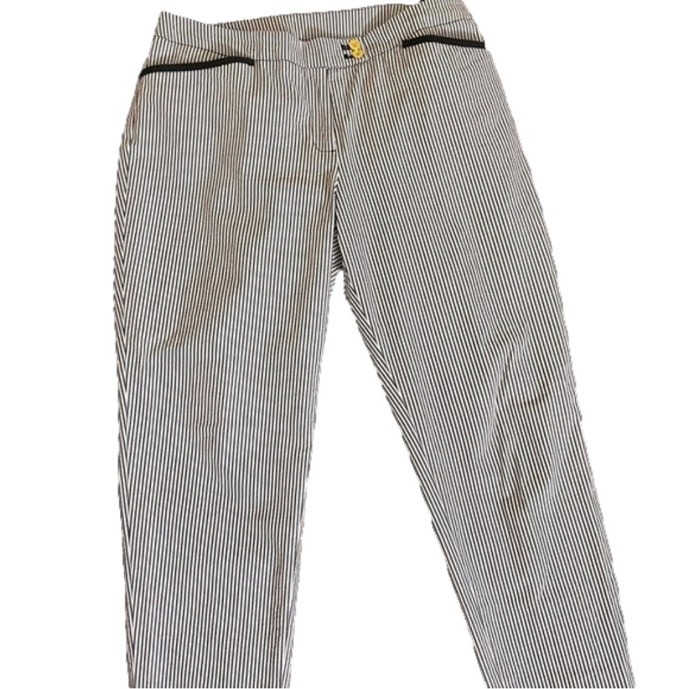 𝅺JONES NY Signature Petite Blue & White Striped Seersucker Pants 14P